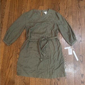 Caslon Khaki Long Sleeve Dress